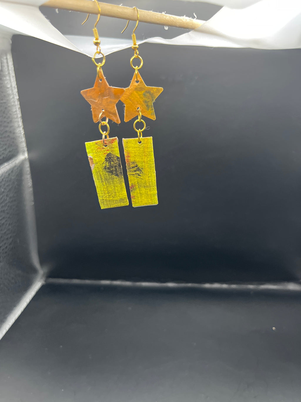 Copper Star & Sunshine Rectangle Drop Earrings