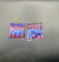 Blue Red Fringe Paper Earrings