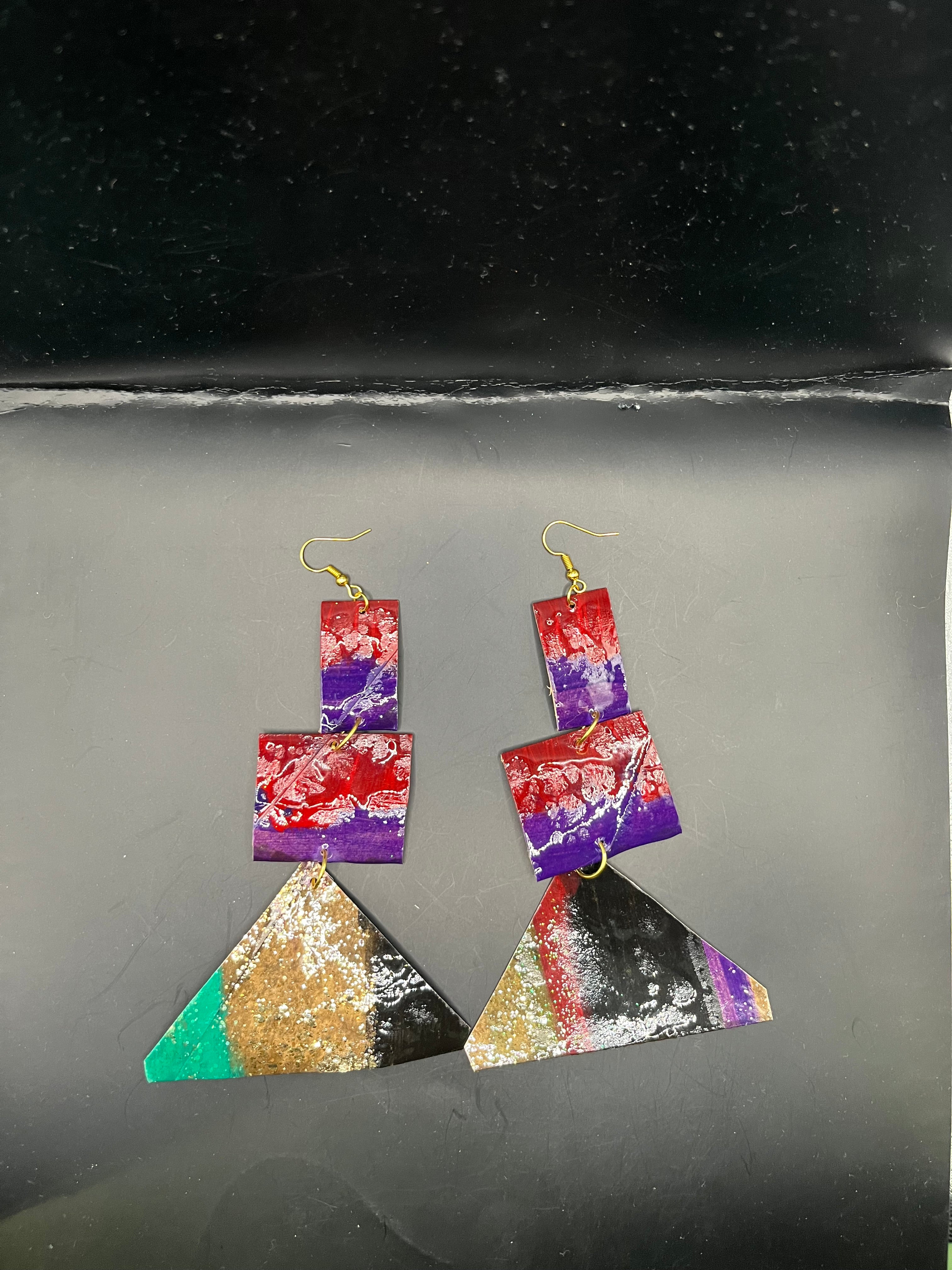 Geometric Stack Paper Earrings