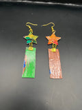 Shooting Star Mismatch Drop Earrings – Upcycled Hand-Painted