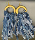 Fringe Denim Earrings