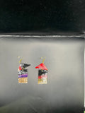 Paper Earrings – Geometric Multicolor (Black/Red/Gold) A