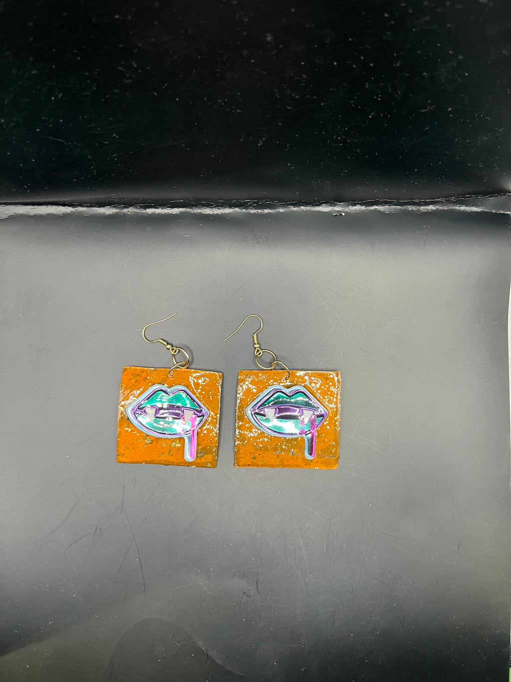 Lip Art Square Paper Earrings