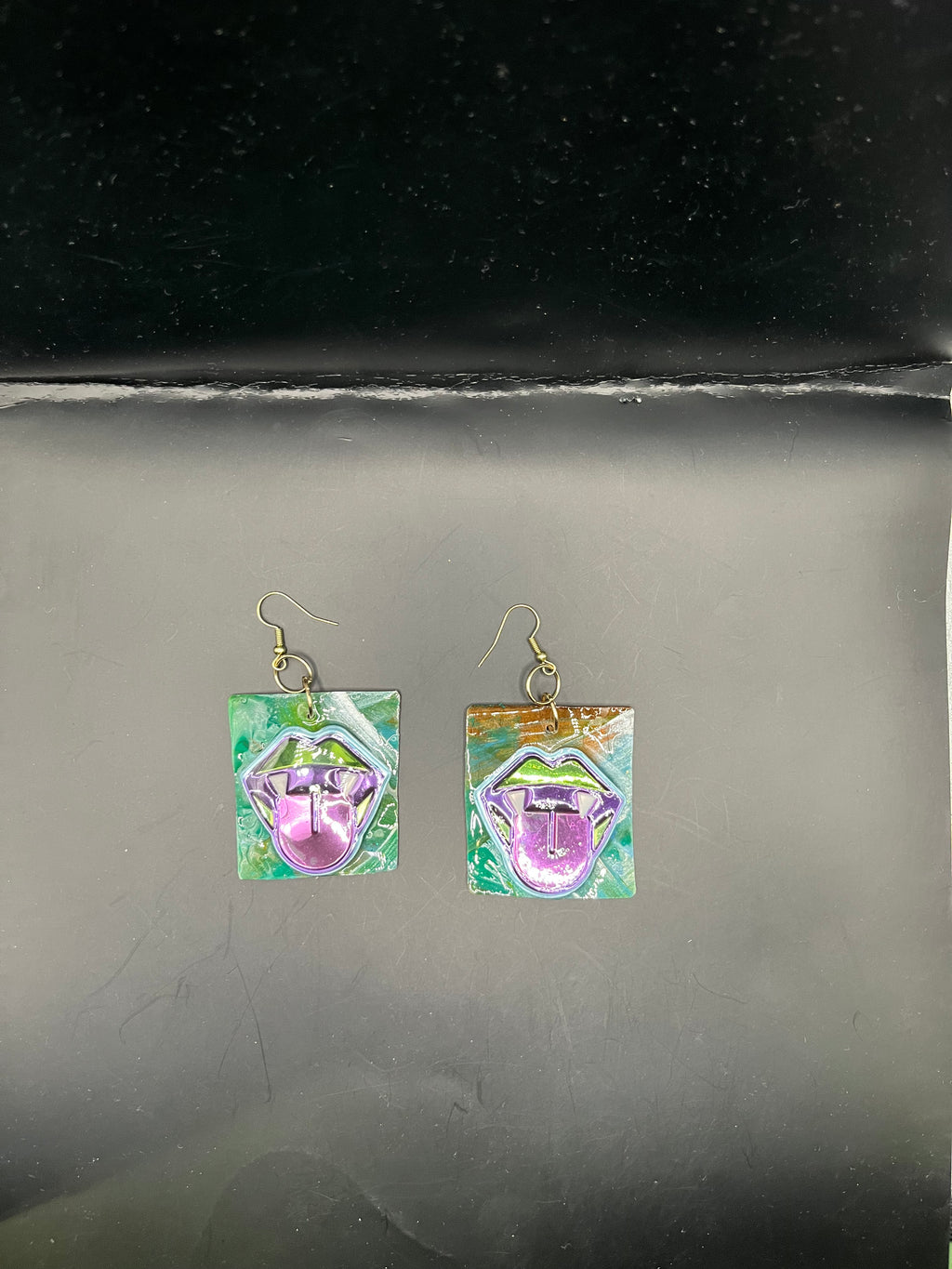 Lip Art Square Paper Earrings