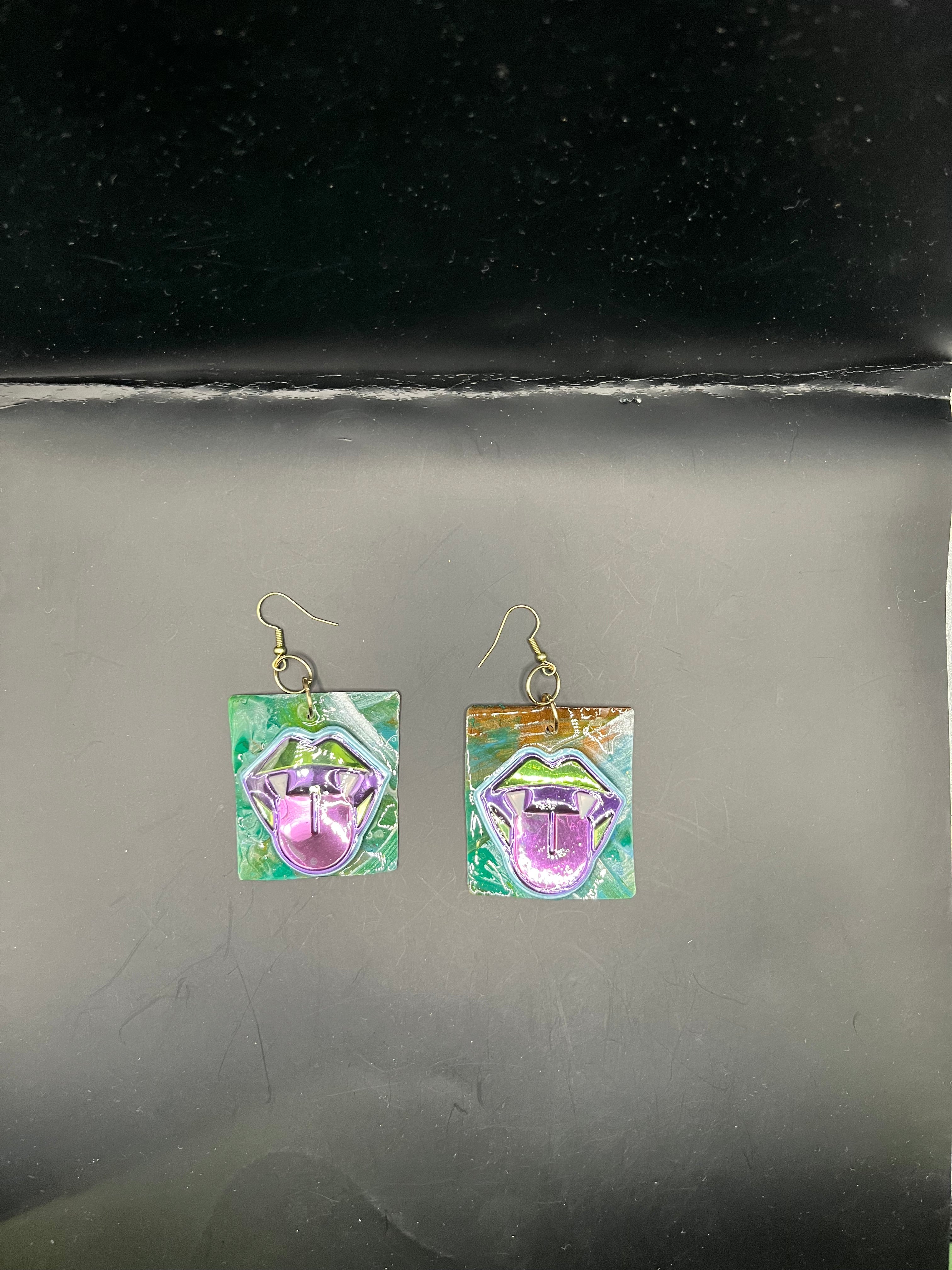 Lip Art Square Paper Earrings