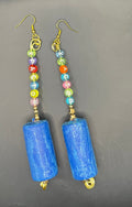 LUV Cork Earrings - red glitter cork barrel with LUV letter cube charms